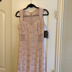 Alexa B Lace & Sequin Prom Dress in Light Pink